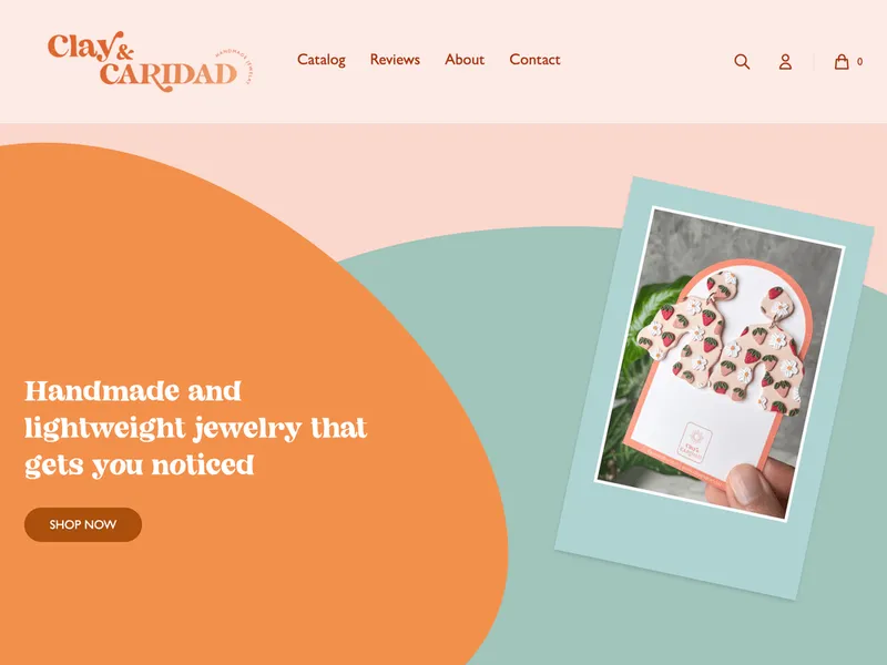 The home page of Clay & Caridad, the Shopify store that Gerard O'Neill built for his sister