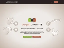 A screenshot of the Vegan Linguists home page