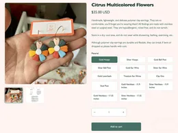 The product page of Clay & Caridad, the Shopify store that Gerard O'Neill built for his sister