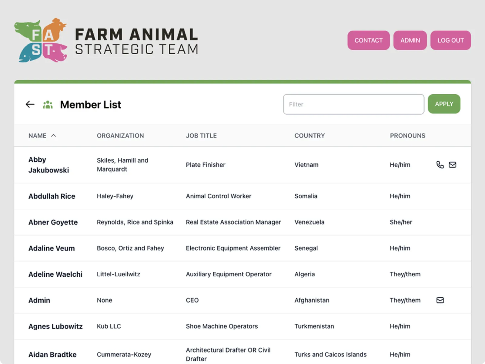 The members page of the private networking portal that Gerard O'Neill built